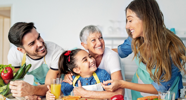 Family laughing together 