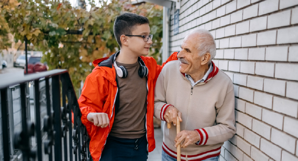 older man and grandson