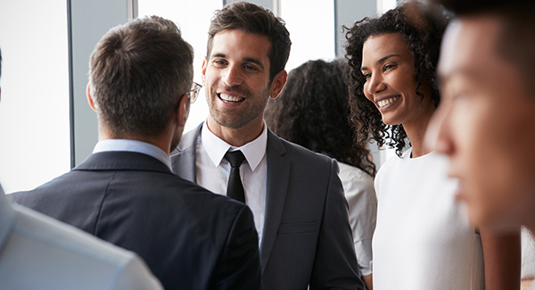 group of men mingling