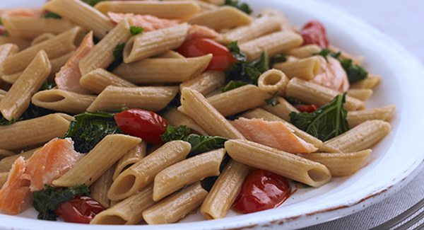 Whole Wheat Penne with Salmon and Kale
