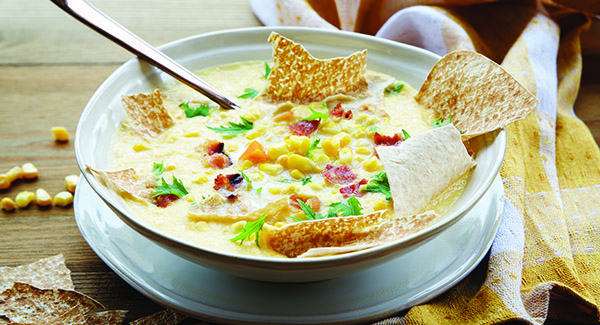 Sopa de maíz con hinojo caramelizado