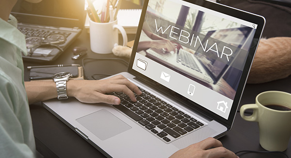 view of laptop with a webinar