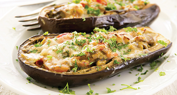 Stuffed Eggplant With Eggs and Feta