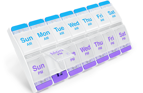 Organizador semanal de pastillas Ezy Dose® con pulsador | 2XL